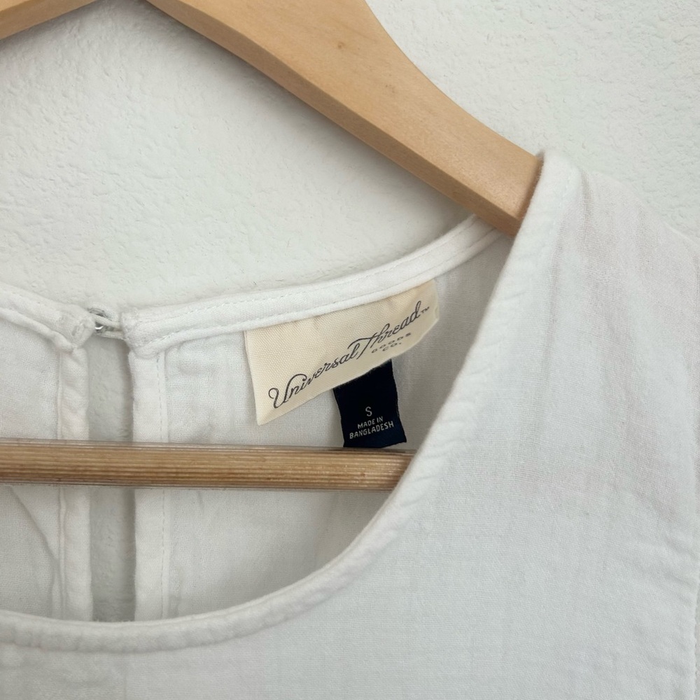 Old Navy White Tiered Cotton Mini Dress - Small - Picture 2 of 6